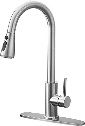 Qomolangma Kitchen Faucet with Pull Down Sprayer, Single Level Stainless Steel Kitchen Sink Fauce... | Amazon (US)