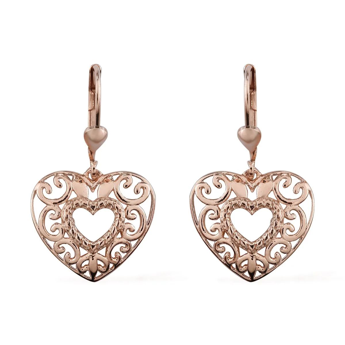 925 Sterling Silver 14K Rose Gold Plated Dangle Drop Valentine Heart Earrings Fashion Jewelry for... | Walmart (US)