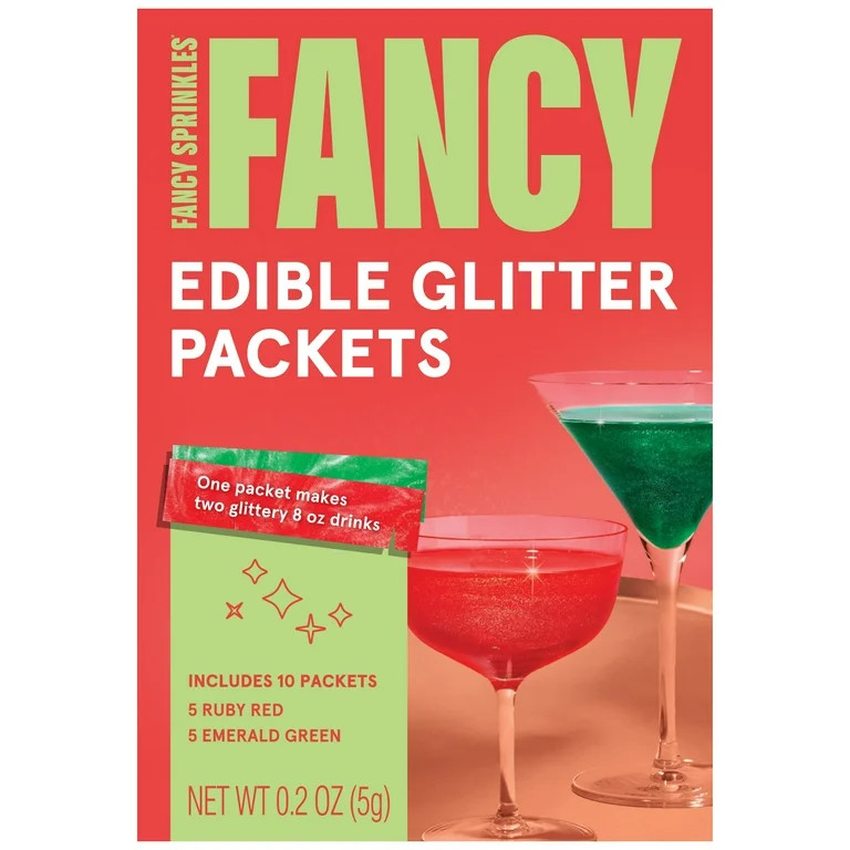 Fancy Sprinkles Mistletoe Magic Fancy Holiday Drink Edible Glitter Packets, 10 Count | Walmart (US)