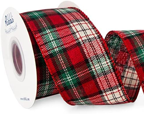 Ribbli Christmas Plaid Wired Ribbon, Christmas Burlap Ribbon, 2-1/2 Inch x Continuous 10 Yard, Chris | Amazon (US)