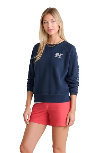 vineyard vines Americana Whale Vineyard Terry Crewneck, Nautical Navy, XS | Amazon (US)