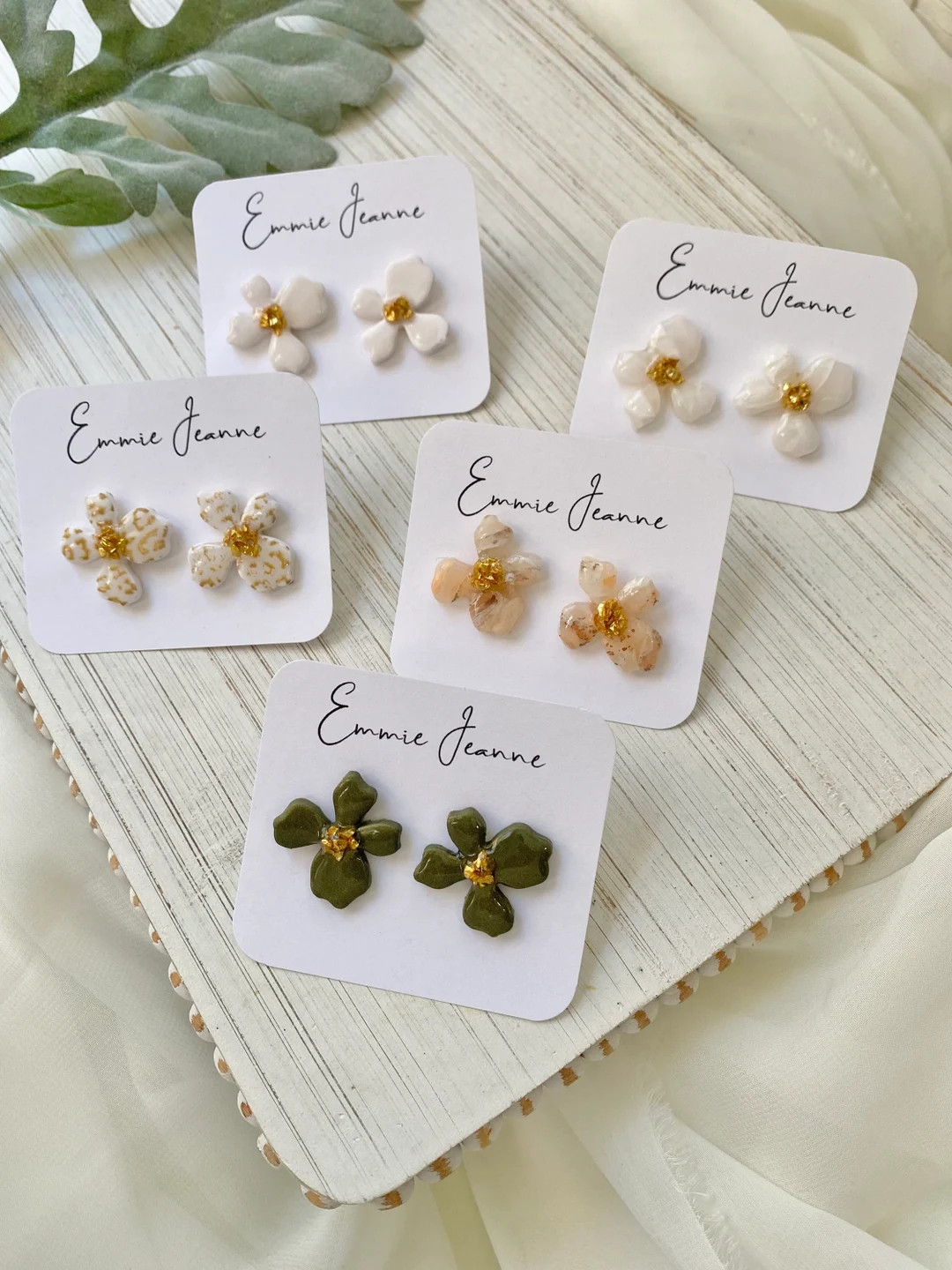 Handcrafted Polymer Clay Earrings, Statement Earrings, Flower Stud | Etsy (US)