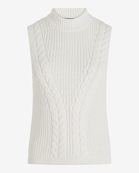 Cable Knit Mock Neck Sweater Tank | Express (Pmt Risk)