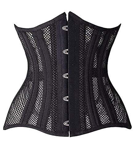 SHAPERX Women 26 Steel Boned Mesh Corsets Longline Heavy Duty Waist Trainer Long Torso Cincher, SZ1794-Black-XS | Amazon (US)