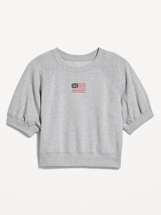 Short-Sleeve Cropped Raglan Sweatshirt | Old Navy (US)