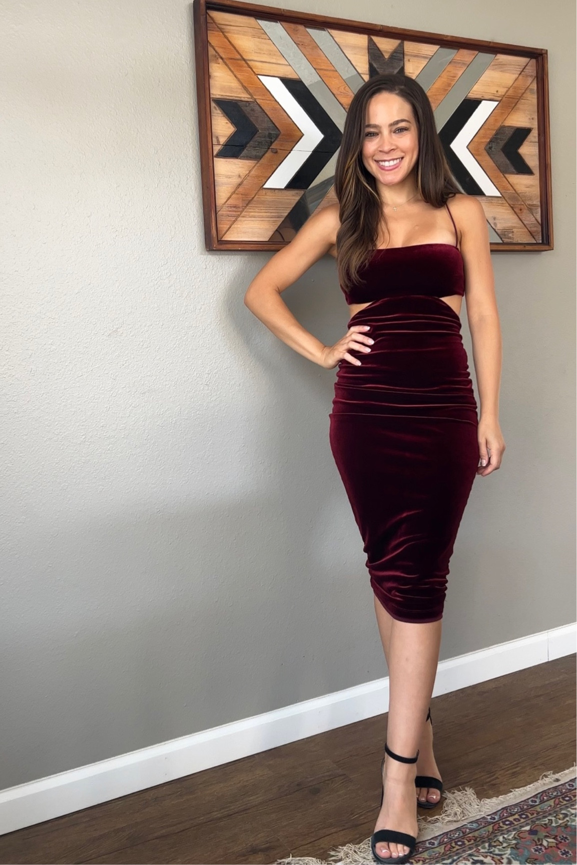 Love Nookie Velvet Midi Dress | wearing XS | 4’11 | 105lbs 