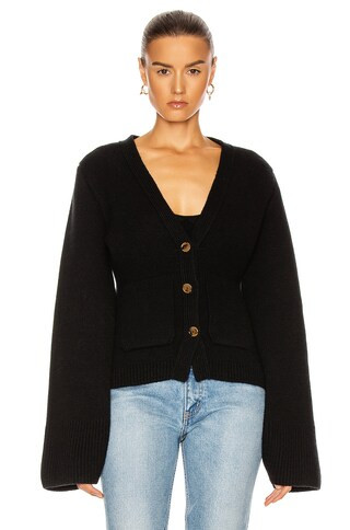 KHAITE Scarlett Cardigan in Black | FWRD | FWRD 