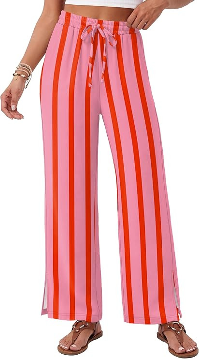 Sampeel Womens Wide Leg Beach Pants Elastic Waist Lightweight Casual Flowy Palazzo Lounge Trouser... | Amazon (US)