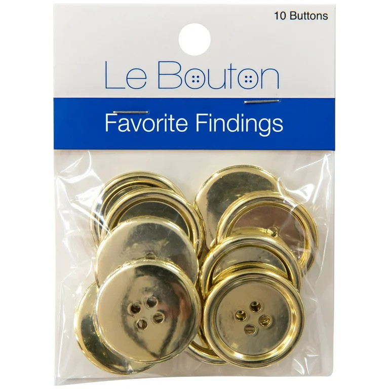 Favorite Findings Gold 1" Plastic Gold 4-Hole Round Buttons, 10 Pieces | Walmart (US)