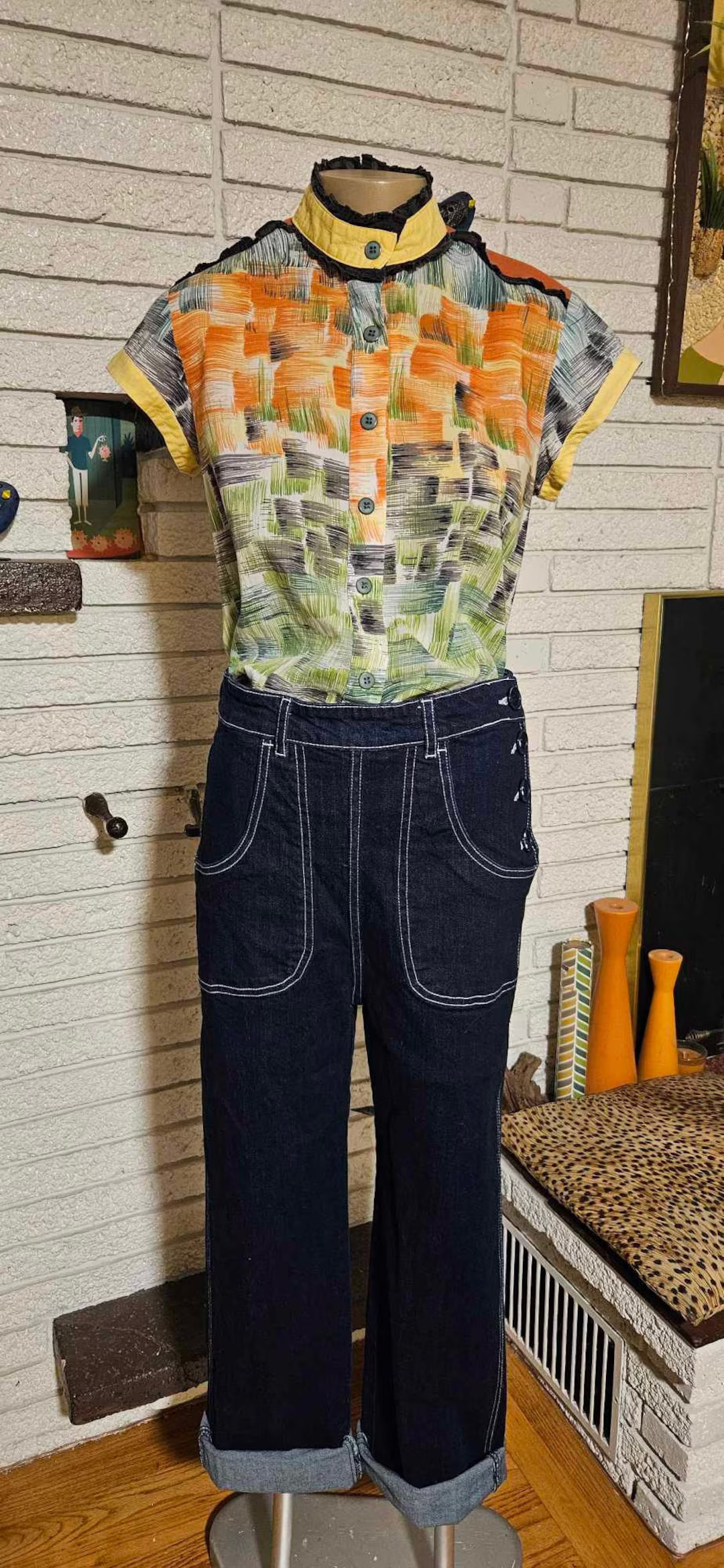 NEW Retro Denim Button Side Pettle Pushers Stretchy Cute Sz 10/12 - Etsy UK | Etsy (UK)