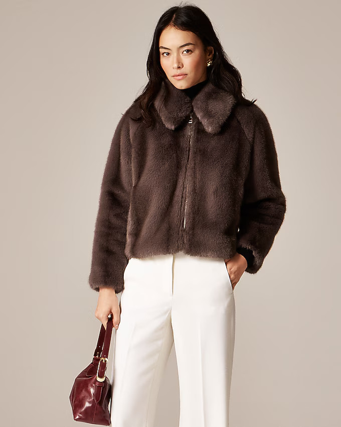 Zip-up jacket in faux fur | J. Crew US
