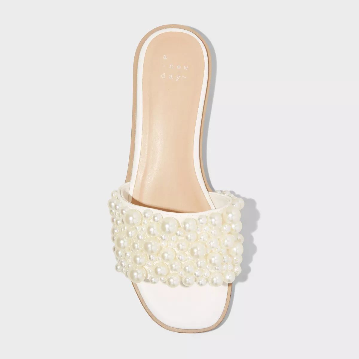Women's Jasmine Pearl Slide Sandals with Memory Foam Insole - A New Day™ Cream | Target