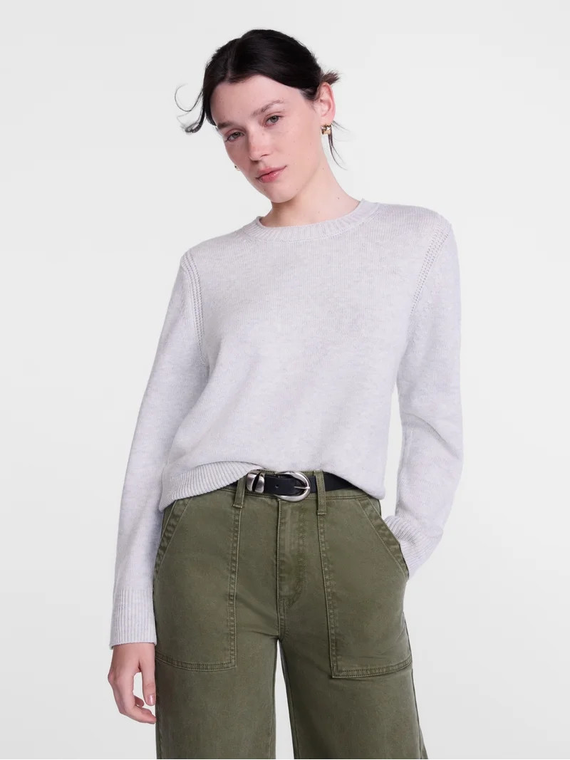 Scenario Women's and Women's Plus Cozy Crewneck Sweater with Long Sleeves, Sizes XS-4X | Walmart (US)