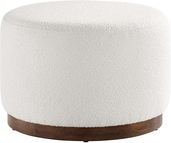 Modway Tilden 23 Inch Round Boucle Upholstered Ottoman in Cloud Walnut - Round Ottoman Foot Rest ... | Amazon (US)