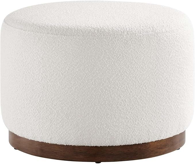 Modway Tilden 23 Inch Round Boucle Upholstered Ottoman in Cloud Walnut - Round Ottoman Foot Rest ... | Amazon (US)