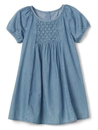 Gap Baby Smocked Denim Dress Blue Chambray Size 12-18 M | Gap US