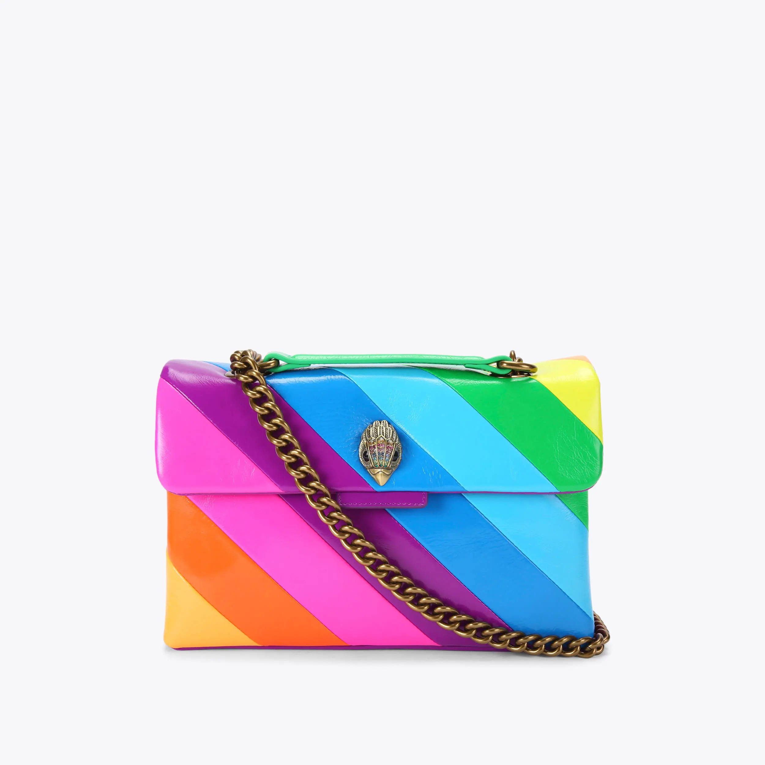 LEATHER KENSINGTON L Neon Rainbow Stripe Shoulder Bag by KURT GEIGER LONDON | Kurt Geiger UK