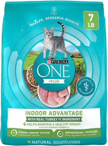 Purina ONE +Plus Indoor Advantage with Real Turkey Weight-Control & Hairball Adult Dry Cat Food | Chewy.com
