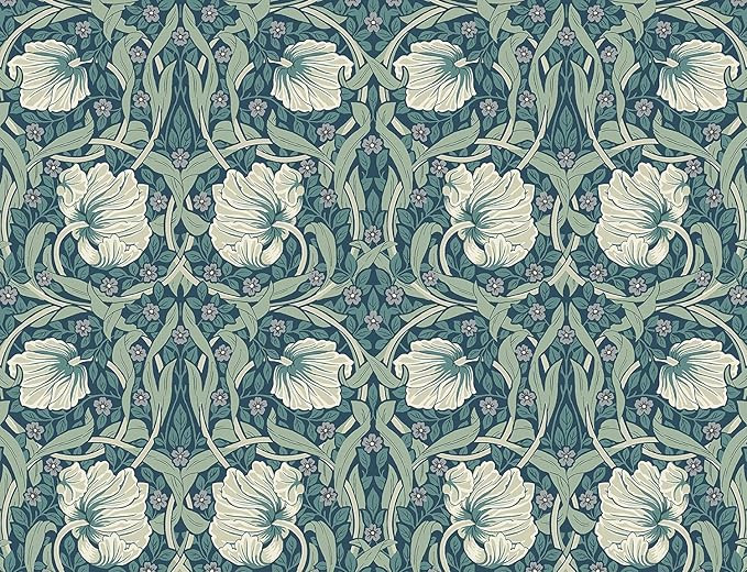 NextWall Pimpernel Floral Peel and Stick Wallpaper (Teal & Sandstone) | Amazon (US)
