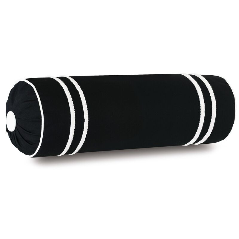Bree 9x24 Outdoor Bolster Pillow, Black/White | One Kings Lane
