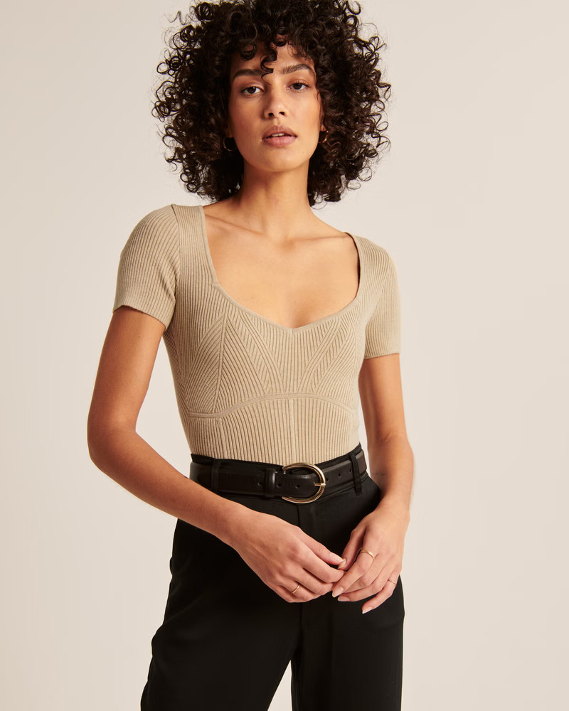 Women's Corset-Inspired Short-Sleeve Bodysuit | Women's | Abercrombie.com | Abercrombie & Fitch (US)