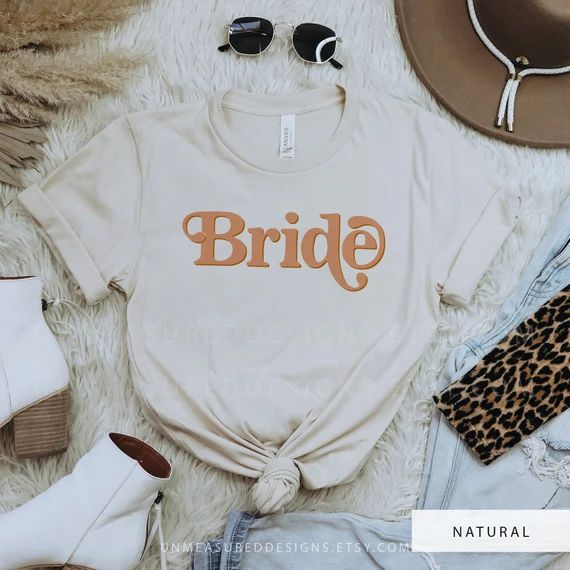 TRIXIE Retro Bride T Shirt for Her, Orange Font 70's Themed Bride Shirt, Hippie Bride Tee, Bachel... | Etsy (US)
