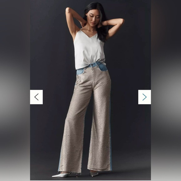 Two-Tone Wide-Leg Pilcro Sequin High-Rise Wide-Leg Skater Jeans | Poshmark