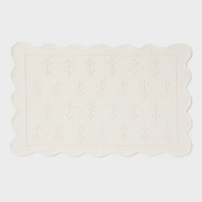 20"x30" Mini Floral Scalloped Bath Rug White - Threshold™ | Target