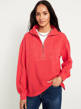 Oversized Half-Zip Pullover Tunic for Women | Old Navy (US)