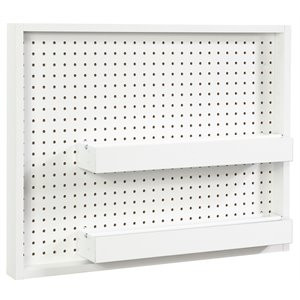 Pemberly Row Wall Mount Peg Board with Shelf in White | Homesquare