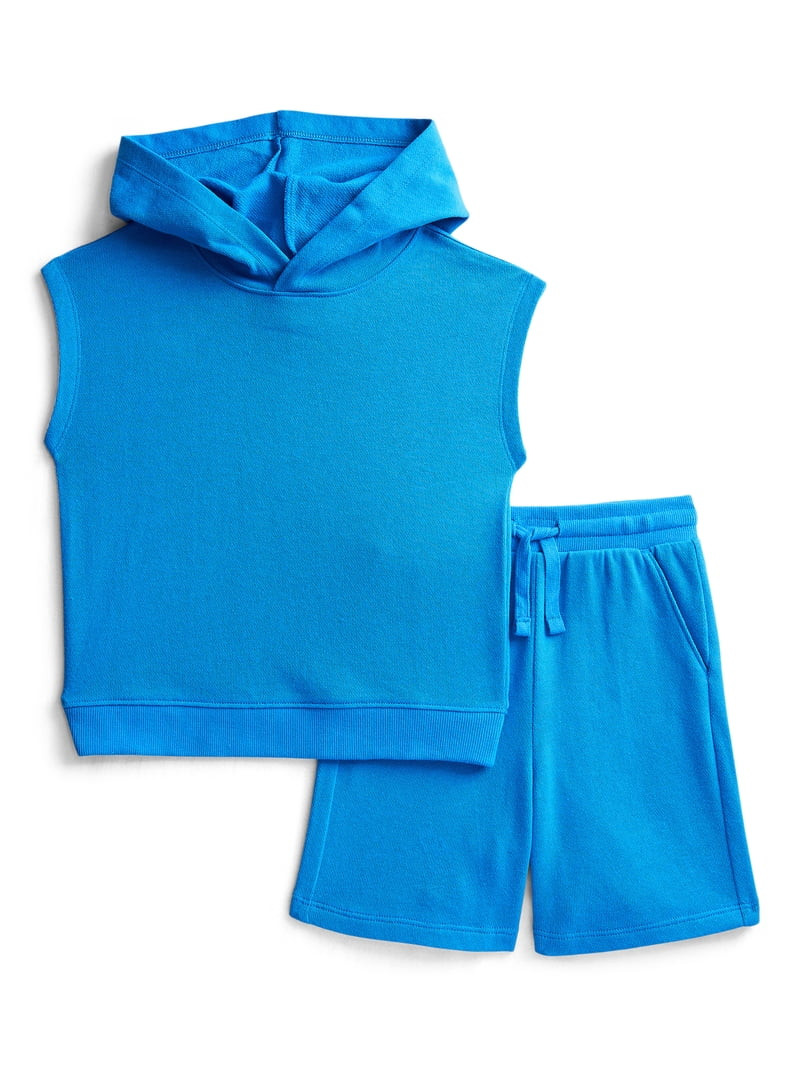 Wonder Nation Toddler Boys' French Terry Sleeveless Hoodie and Shorts Set, 2-Piece, Sizes 12M-5T | Walmart (US)