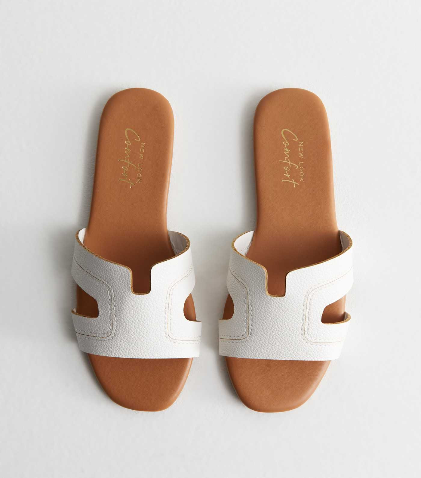 White Leather-Look Sliders
						
						Add to Saved Items
						Remove from Saved Items | New Look (UK)