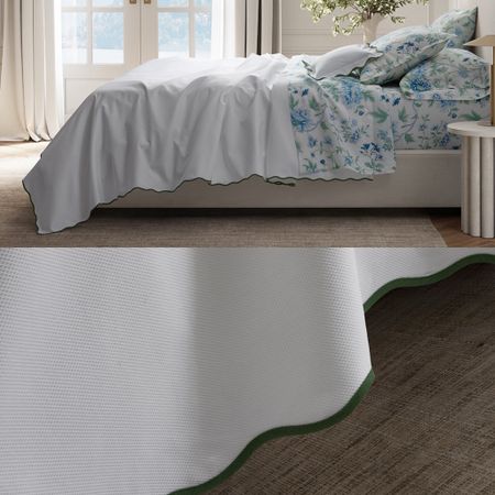 Lightweight and fresh, this new pique is finished with a subtle wavy scallop edge and will elevate any bed with a touch of sophistication. 

#LTKhome #LTKSeasonal