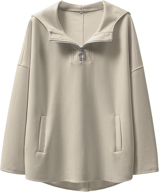 ANRABESS Womens Oversized Hoodie Quarter Zip Sweatshirts 2025 Fall Winter Tunic Pullover Top Tren... | Amazon (US)