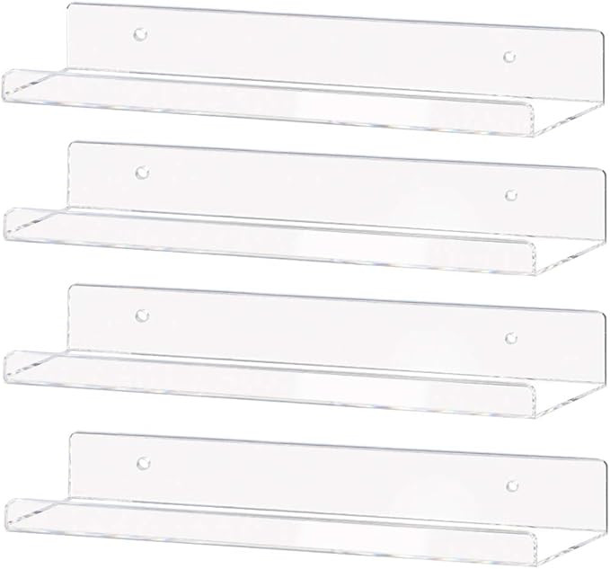 Weiai Invisible Bookshelf 15" Clear Acrylic Floating Wall Ledge Shelf, Kids Book Shelves Wall Mou... | Amazon (US)