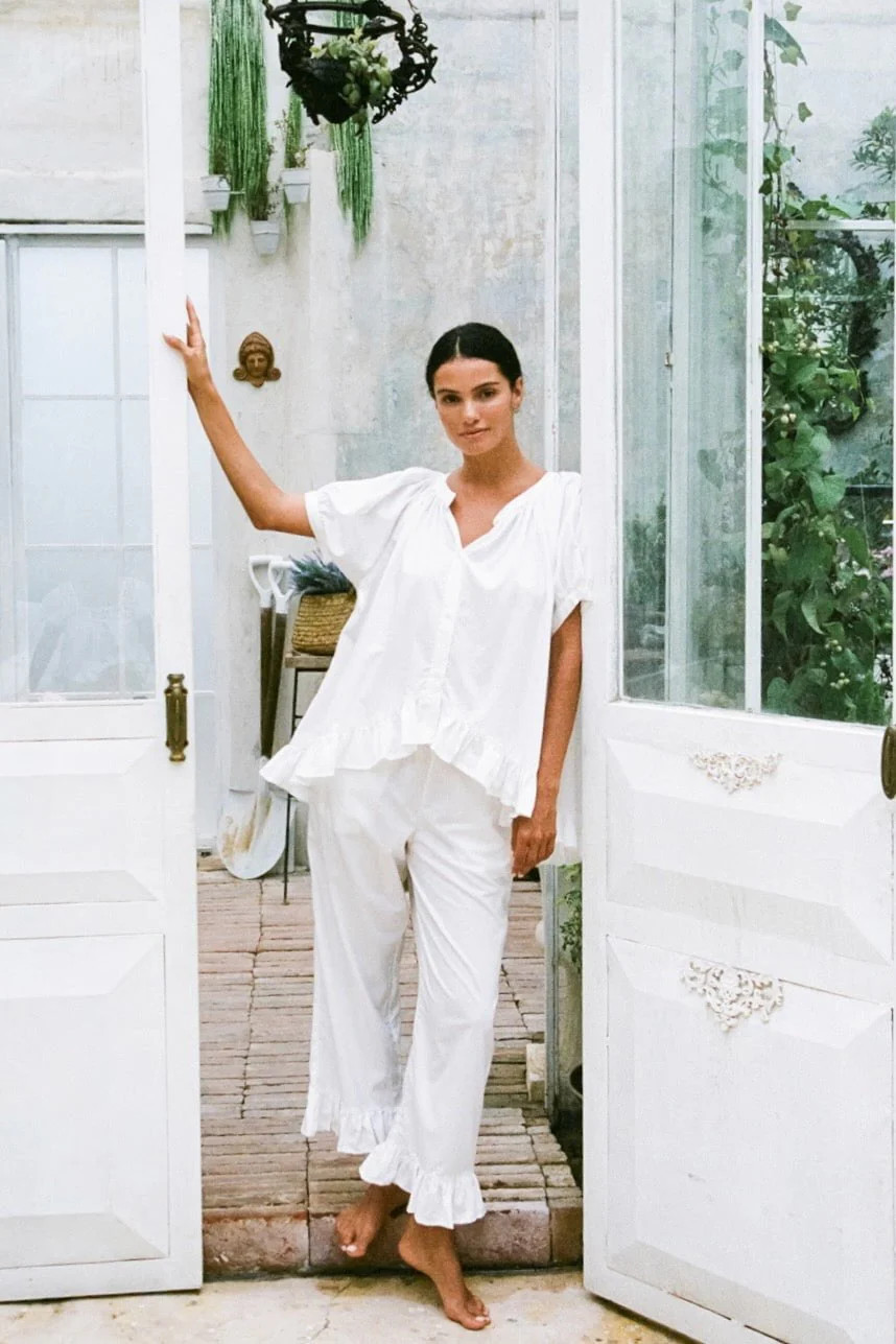 Sophie Sleep Set - Pants - Cotton Modal - Off White | Piyama US