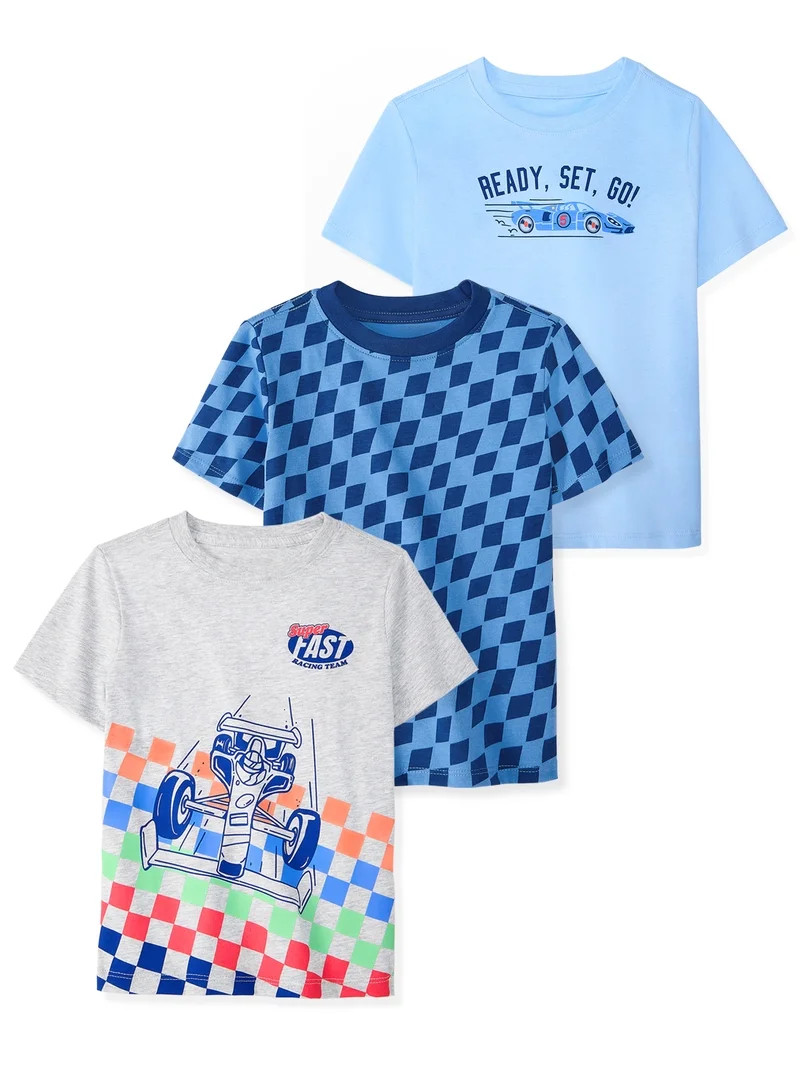 Garanimals Baby & Toddler Boy Cotton Short-Sleeve Graphic T-Shirts, 3-Pack, 18M–6T | Walmart (US)