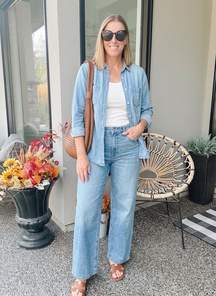 Denim on denim!!

Love the fit of these jeans, so stretchy and so comfortable 
Wearing a size 30

Denim outfit, style over 50, quince jeans,

#LTKjeans #LTKfall #LTKover50style