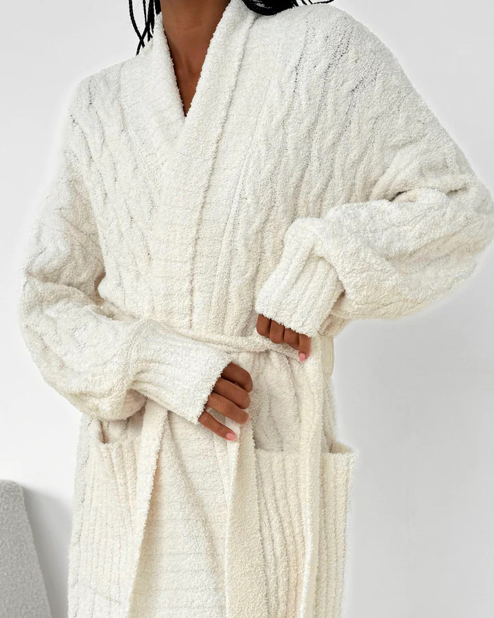 Ivory Cozy Fuzzy PJ Cable Robe | Splendid | Splendid