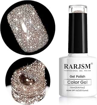 RARJSM Reflective Glitter Gel Polish,Flash Dimond Nude Brown Nail Polish Winter Colors Sparkly Sh... | Amazon (US)