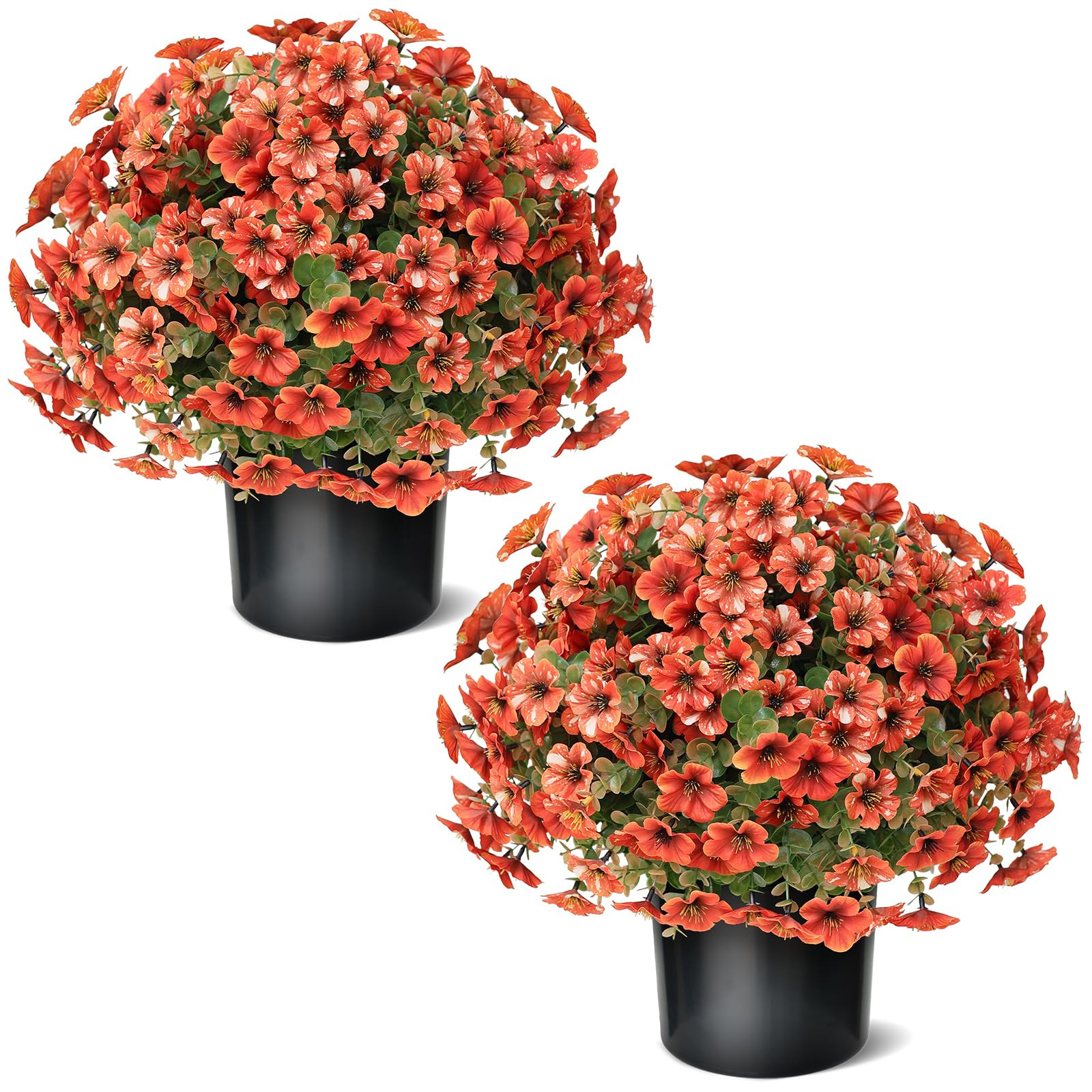 17" Artificial Flowers Topiary - 2 Set for Outdoor Fall Decoration,Faux Petunia with Fake Eucalyp... | Amazon (US)