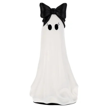 My Texas House Large Ghost with Bow Tabletop Decoration, Black and White, 20" | Walmart (US)