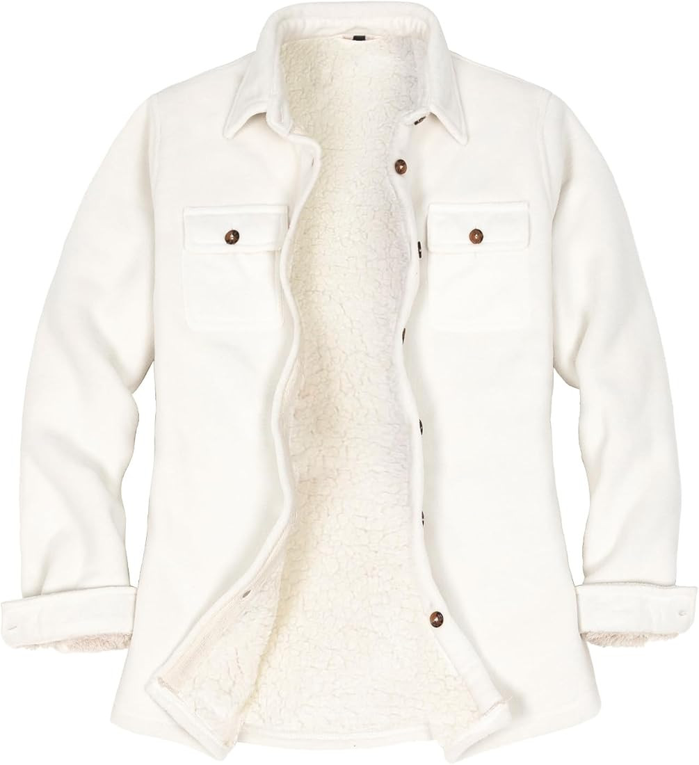 ThCreasa Womens Sherpa Fleece Lined Flannel Shirt Jacket Warm Button Up Plaid Shirt Jac (Sherpa F... | Amazon (US)