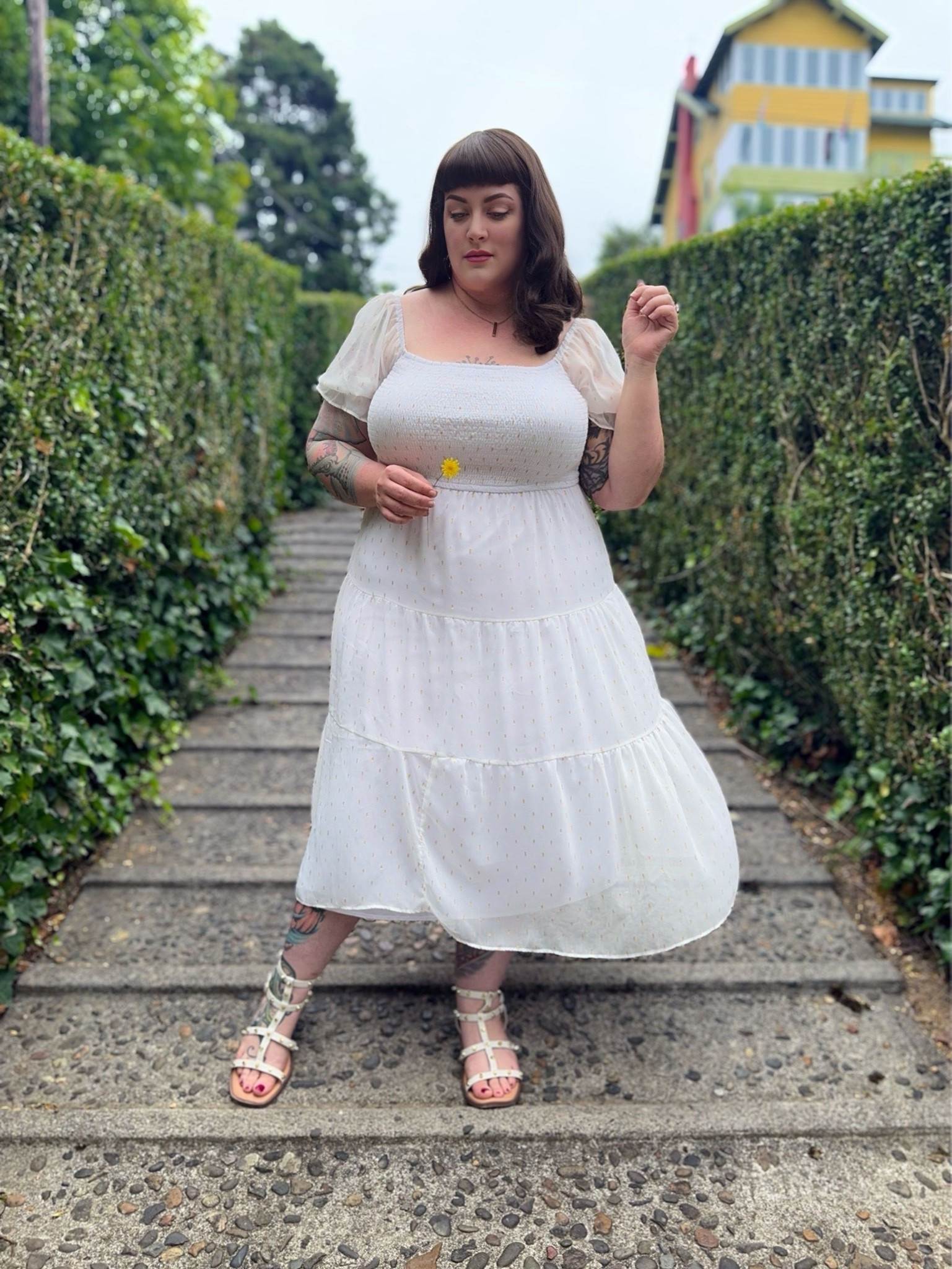 Plus size chiffon dress with gold dots 

#LTKFindsUnder50 #LTKOver40 #LTKPlusSize