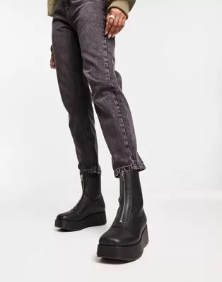 Monki zip front ankle boot in black | ASOS (Global)