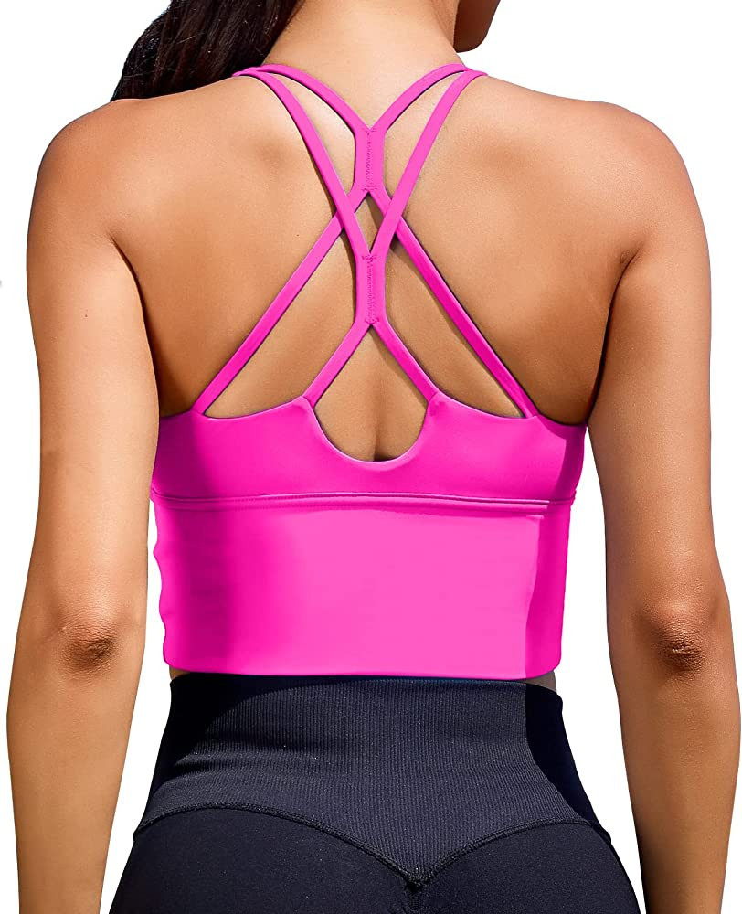 Women Sports Bras Longline Fitness Crop Tops Tank Gym Camisole Yoga Workout Running Shirts | Amazon (US)