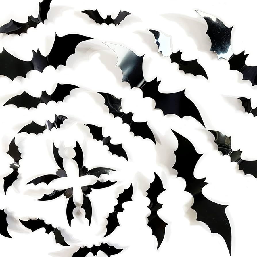 128 Pcs Halloween 3D Bats Decorations,5 Sizes Bats Wall PVC Matte Black DIY Bat Stickers Hallowee... | Amazon (US)