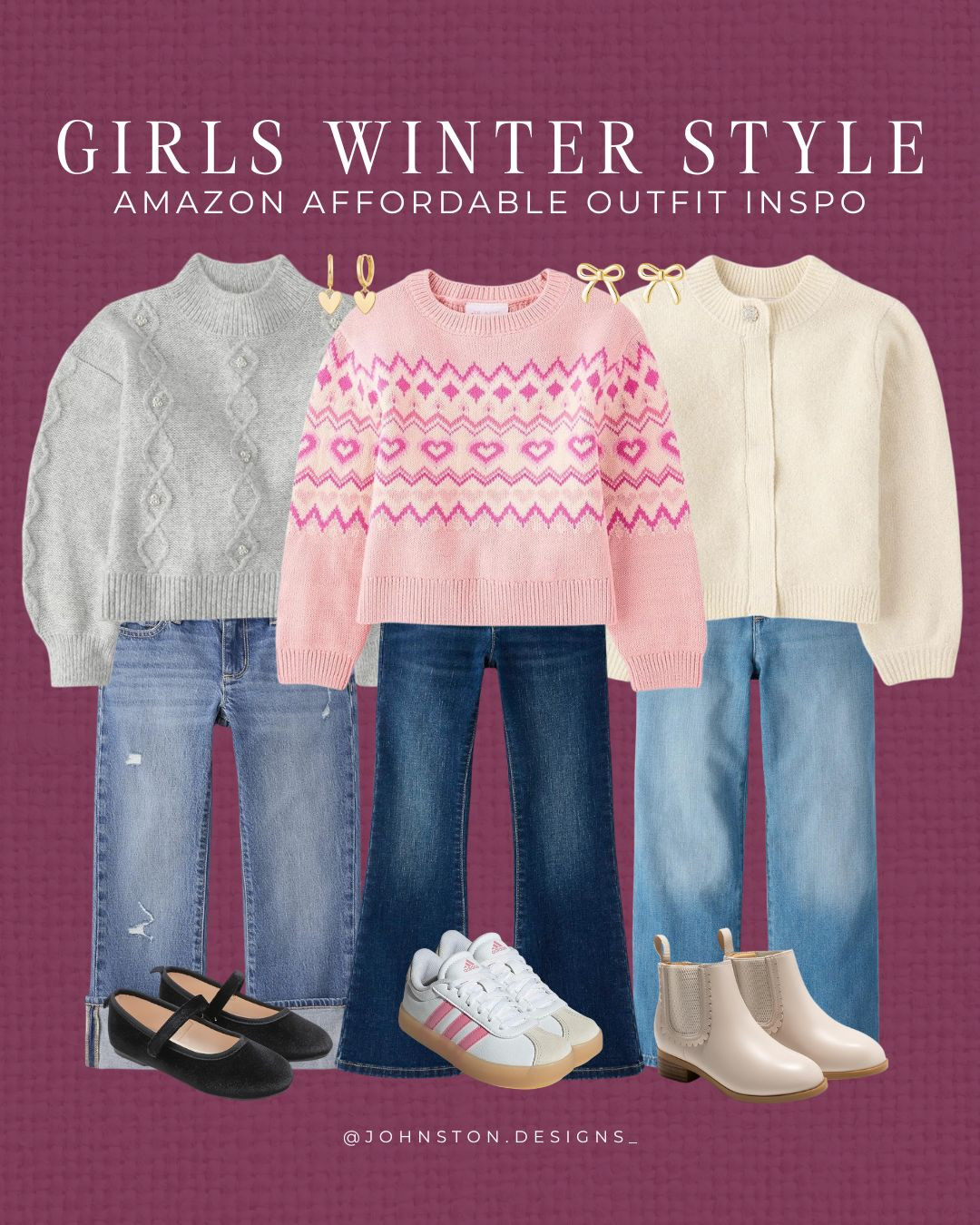 Have her look cute and cozy in these winter outfits! Perfect for casual playdates or school. Shop these affordable Amazon picks for stylish jeans, comfy sweaters, and trendy shoes. Winter style, kids fashion, tween outfits, budget-friendly, Amazon fashion.
 

 #LTKootd #LTKFindsUnder50 #LTKKids