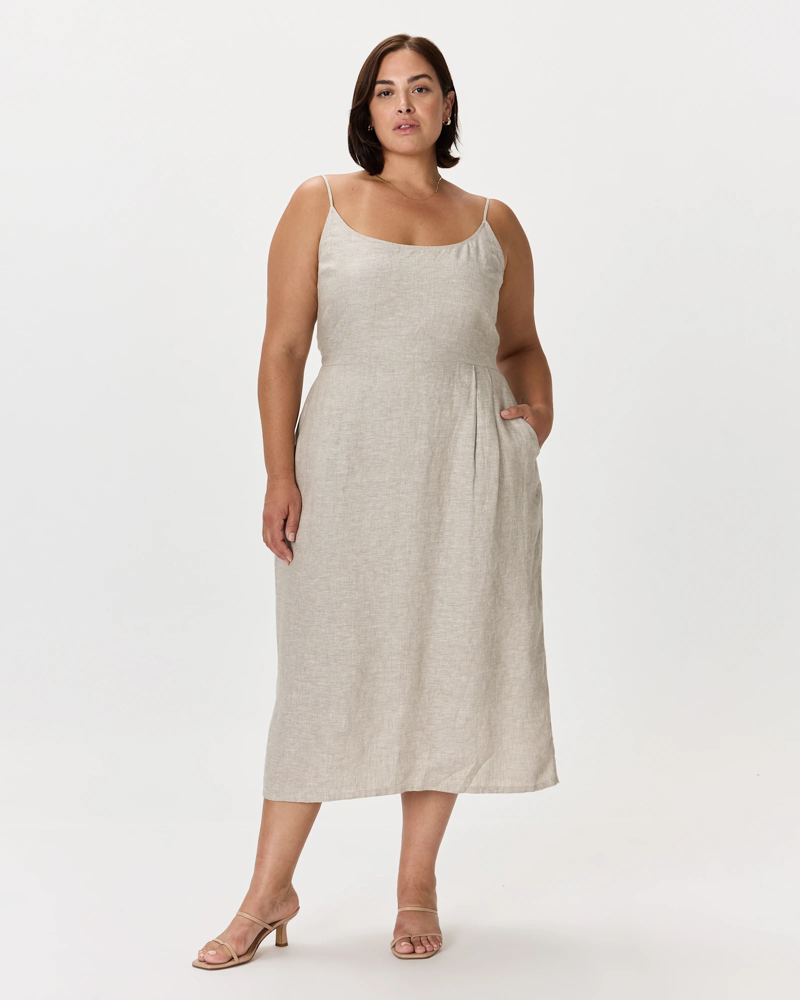 100% European Linen Scoop Neck Midi Dress | Quince