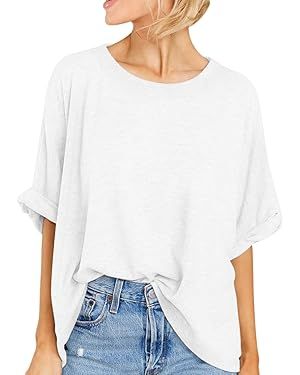 Women Oversized T-Shirt Summer Casual Short Sleeve Loose Tee Tops | Amazon (US)